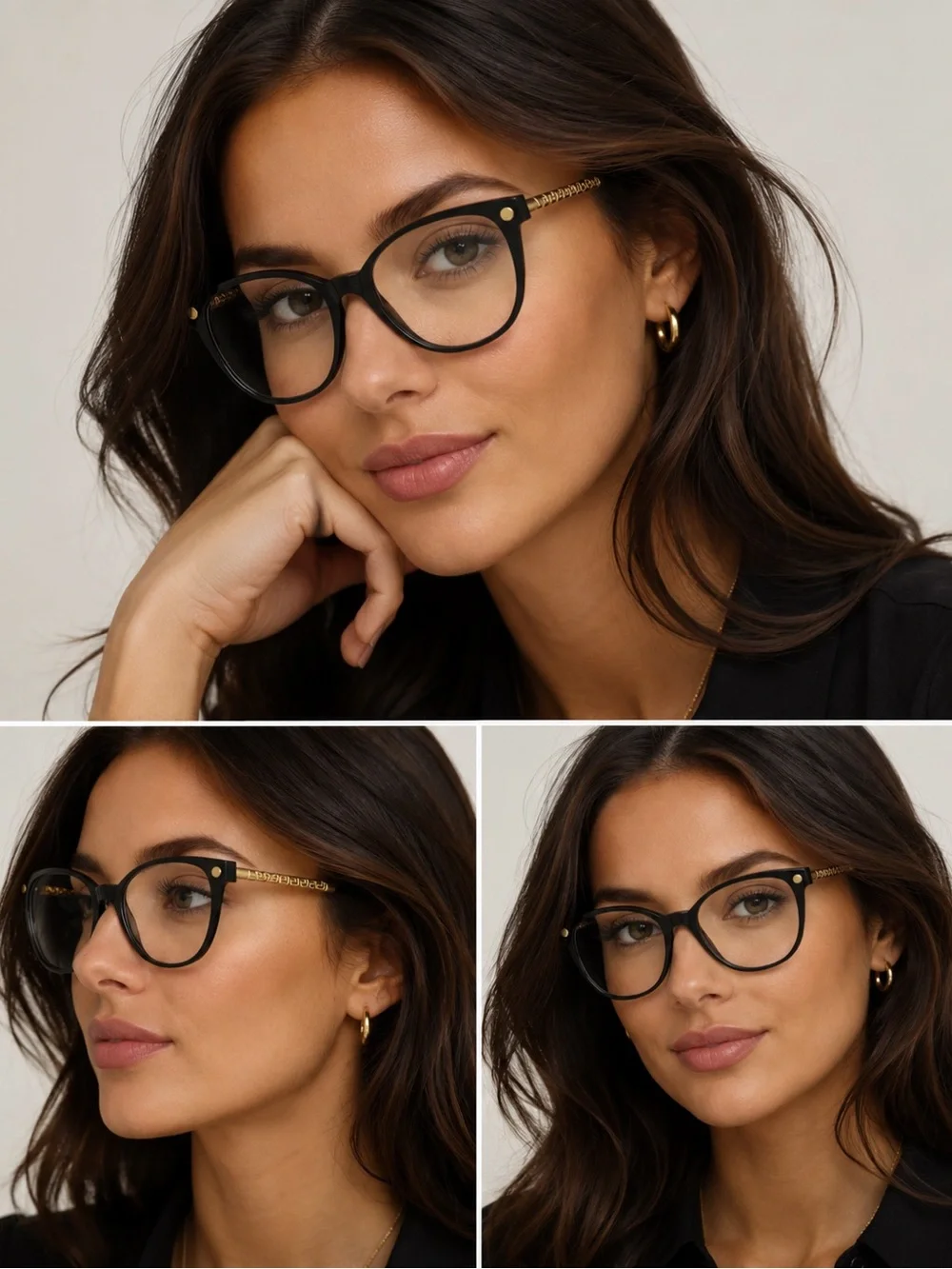 Versace Black Gold Greca Eyeglass Frames Designer Luxury Optical Women’s Glasses